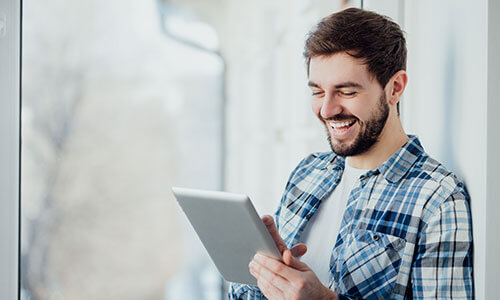 man enjoying Embedded Barcodes from dynafile's Barcode document management recognition 